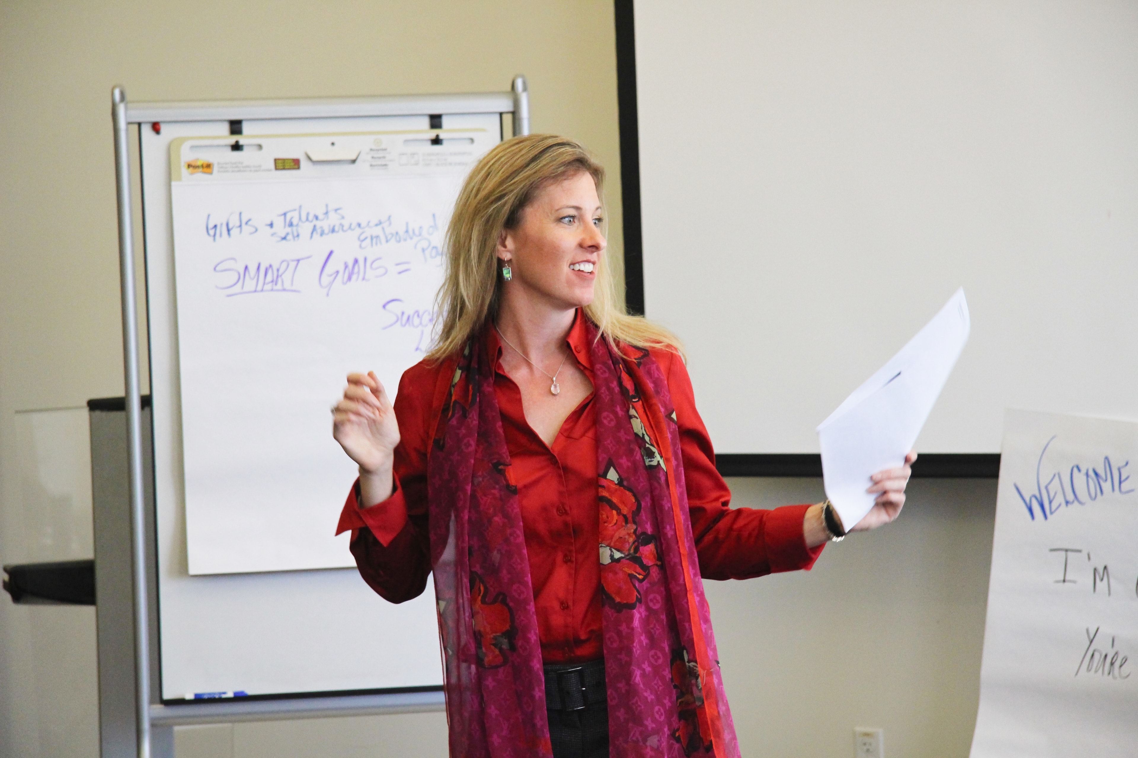 Amanda Carrothers facilitating a leadership workshop